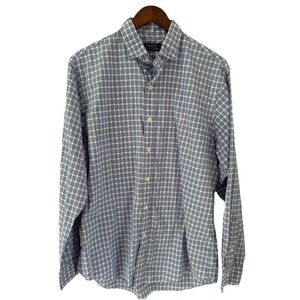 Ralph Lauren Shirt Men Large Plaid  Pink Purple Check Button Up Plaid Pink Pony